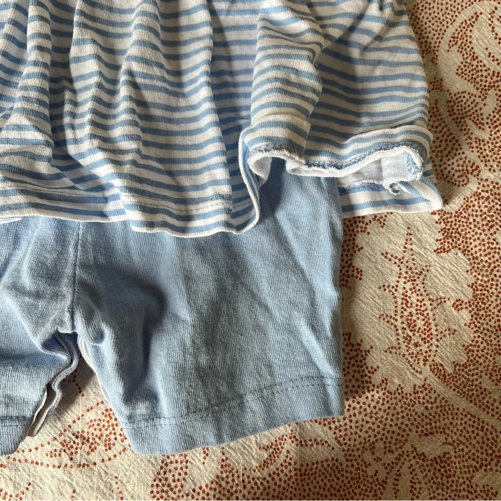Vintage Sweet Potatoes Easter Bunny Outfit Striped Blue Size 6-12 months